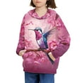 thumbnail image 3 of Xoenoiee Girls Hoodies Pullover Hoodies Long Sleeve Hooded Sweater Fall Winter Tops with Kangaroo Pocket for Kids Traveling Running Hiking, Floral Peach Blossom Hummingbird Print, S, 3 of 7