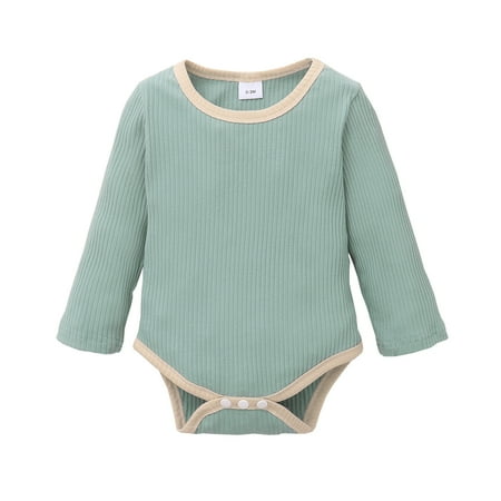 

Infant Baby Girl Clothes Baby Girl Long Sleeve Round Neckline Romper One Piece Bodysuit Green 9-12 Months
