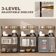 thumbnail image 4 of Rustic Brown Baker's Rack with Charging Station & Hooks - Kitchen Microwave Shelf, 31.5" Wide, Storage Organizer for Coffee Bar & Appliances, 4 of 7