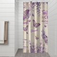 thumbnail image 2 of Beige Butterfly Text Pattern Shower Curtain 36"x72" ,Bathroom Decorative Shower Curtains Set with 12 Hooks,Modern Waterproof Washable Shower Curtain, 2 of 6