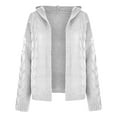 thumbnail image 4 of Lovskoo 2024 Cardigan Sweaters for Women Open Front Trendy Long Sleeve Hooded Cable Knit Oversized Winter Outerwear Tops Gray, 4 of 9