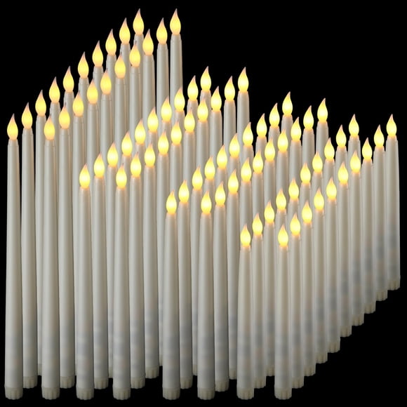 Velas LED sin llama tipo candelabro Tuanse 80 piezas beige 32.5/27.5/24.5/21.5 cm