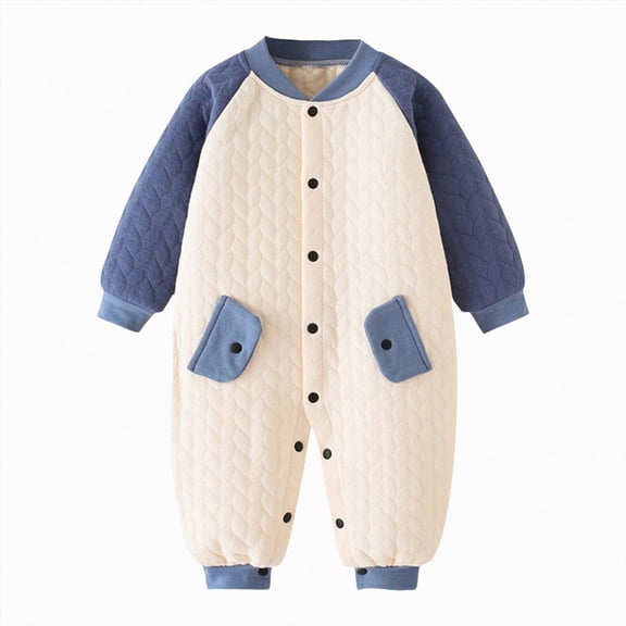 KPOPLK Unisex Clothes 0-12 Months Long Sleeve Snaps up Solid Ribbed Knit Baby Outfits(Blue,0-3 Months)
