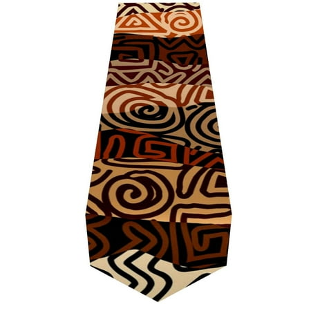 

OWNTA Vintage Strikes Pattern in Brown Curved Spiral Lines Pattern Elegant Polyester Table Runner Perfect for Your Tables - Dining Table Decoration