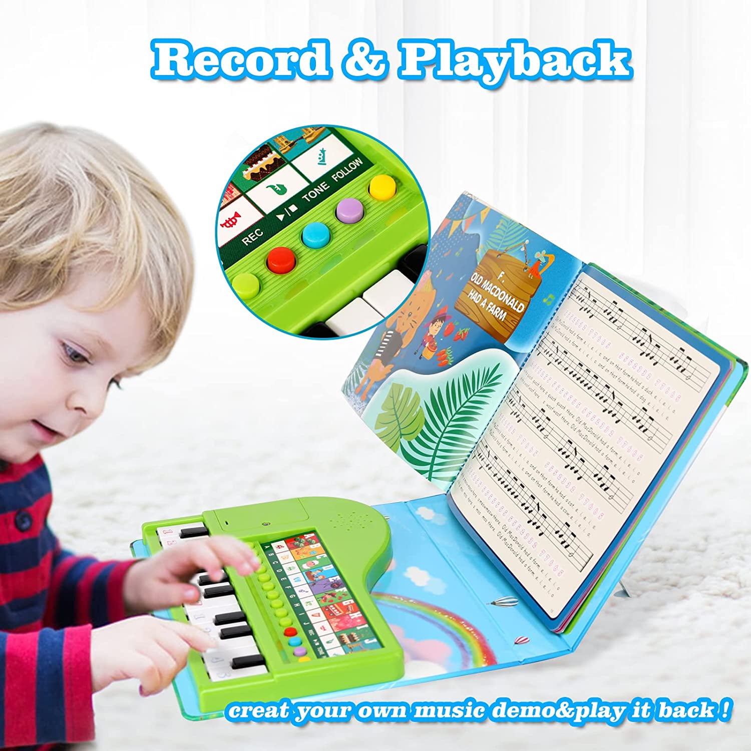 Sytle-Carry My First Piano Book Toy, Musical Toys, Educational Musical Toy  for Toddlers, Toys for Kids Girls Boys 3-6 Years 