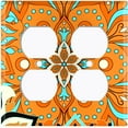 thumbnail image 3 of Metal Light Switch Plate Cover Orange Teal Flower Mandala Tile Pattern MDL015, 3 of 13