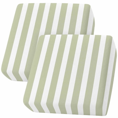 Couch Cushion Covers Sage Green Stripes Sofa Cushion Cover Stretch Seat Covers Simple Style Sofa Slipcovers Soft Furniture Protector for Sectional Sofas Living Room Small-2 Pieces