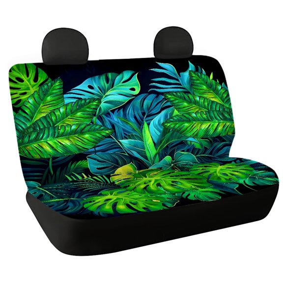 Psesaysky Tropical Green Leaves Non-Slip Replacement Seat Protectors Set of 2, Waterproof All Weather Car Back Seat Cover for Auto Car Interior