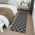 thumbnail image 3 of Ottomanson Trellis Kitchen Runner Rug 2'2" x 6' - Non Slip Low Pile Carpet, Dark Gray, 3 of 13