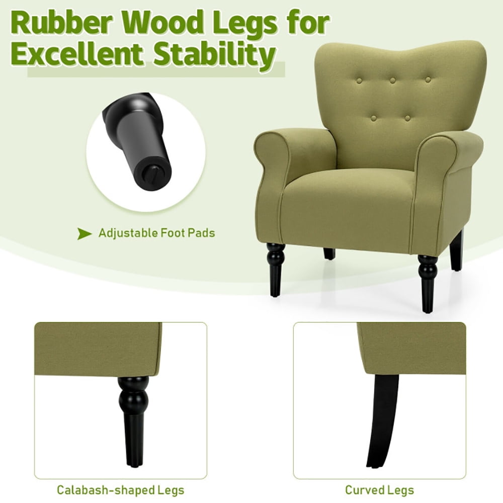 Finihen Accent Armchair, Modern Accent Chair with Tufted Backrest and Rubber Wood Avocado Legs, for Living Room, Bedroom, Green Finihen Accent Armchair, Modern Accent Chair with Tufted Backrest and Rubber Wood Avocado Legs, for Living Room, Bedroom, Green