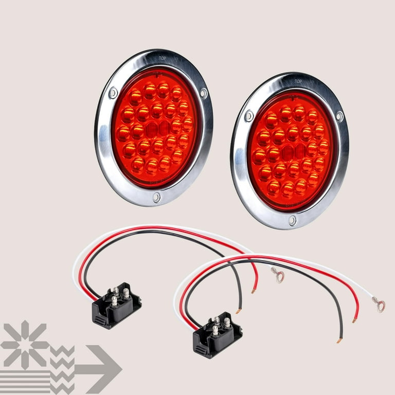  MADCATZ (Pack of 2) 4 Inch Round Clear Lens Red LED Trailer  Tail Lamp Brake Lights 12 Diodes with Chrome Bezel Heavy Duty Truck Bus 12V  DC GAC12 : Automotive