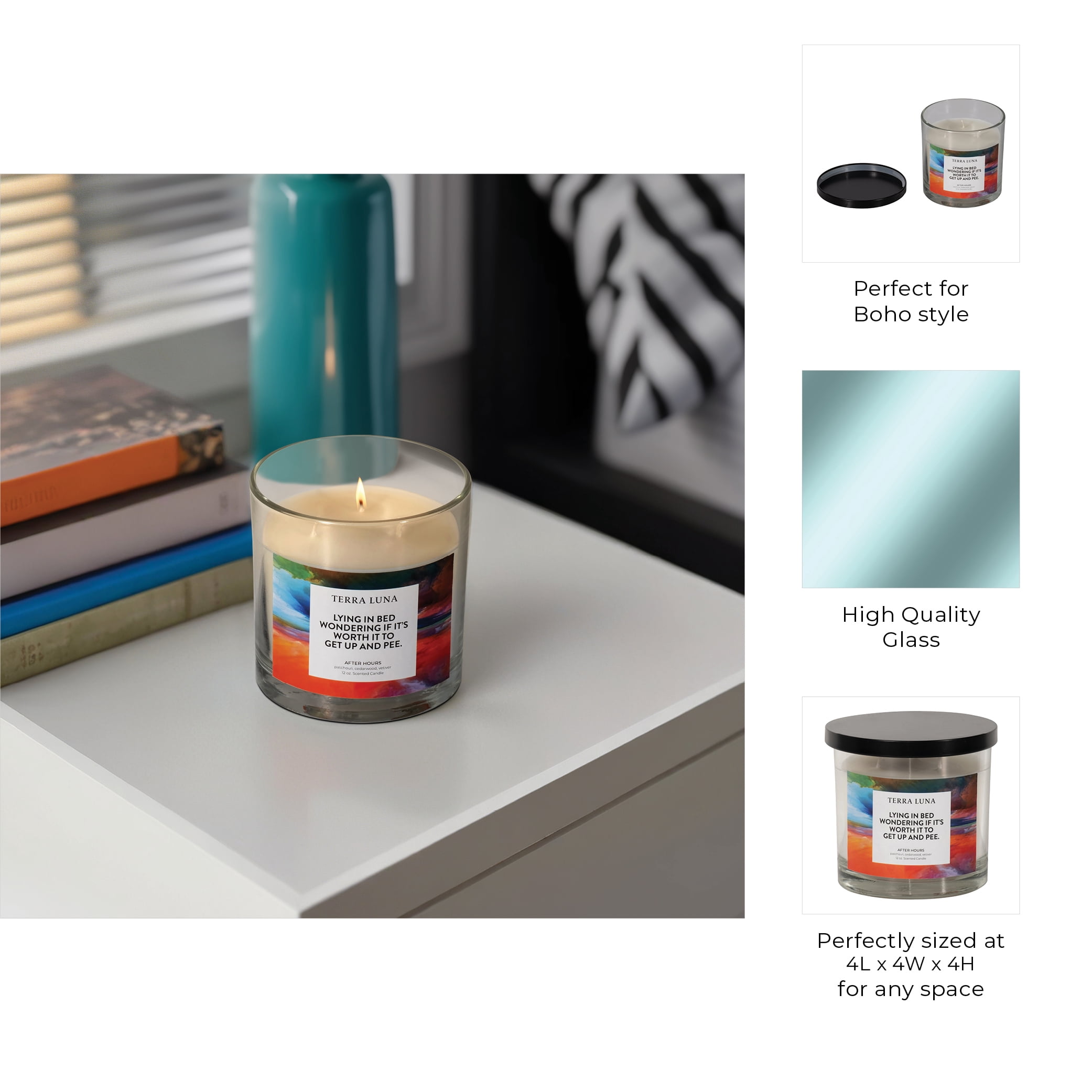 After Hours Scented Candle Jar for Men or Women - Decorative Votive and Pillar Candle for Indoor and Outdoor - Inviting Fragrance for Living Room, Bedroom, and Bathroom Decor - 4", Orange & Blue