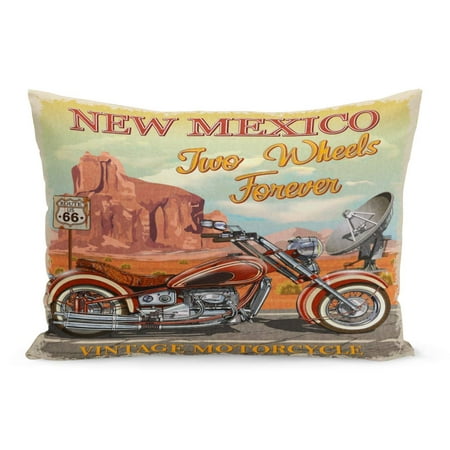 ECCOT Antique Road Vintage Route 66 New Mexico Motorcycle America Pillowcase Pillow Cover Cushion Case 20x30