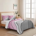 thumbnail image 5 of King Quilt Set 96''x106'', Pink Grey Ombre Lightweight Bedspread Coverlet Set with 2 Pillow Shams, Modern Geometric Abstract Cream Breathable All Season Quilt Bedding for Bedroom/Guest Room, 5 of 9