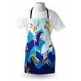 thumbnail image 3 of Whale Apron Colored Hand Drawn Style Whale Fish and Rabbits with Sun Cartoon Illustration, Unisex Kitchen Bib Apron with Adjustable Neck for Cooking Baking Gardening, Multi Colored, by Ambesonne, 3 of 3