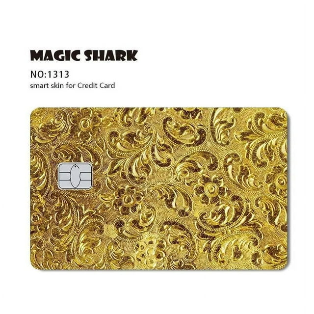 Magic Shark Earth Golden Flower Cat Ainime Circuit Board Matte Skin Sticker Film Cover for Credit Card Bank Card 1313 Large Chip