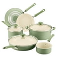 thumbnail image 4 of Farberware Easy Clean 14 Pcs Ceramic Nonstick Cookware Set with Cooking Tools, Dishwasher Safe, Green, 4 of 17