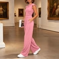 thumbnail image 4 of Bovxnpu 2 Piece Lounge Set for Women Ruffle Short Sleeve High Waist Pleated Wide Leg Pants Set, 4 of 8