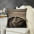 thumbnail image 2 of Western Throw Pillow , Themed Hat and Old Ranching on Wooden Display Style, Decorative Square Accent Pillow Case,Brown, 2 of 5