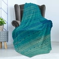 thumbnail image 4 of Tribal Soft Flannel Fleece Throw Blanket, Inspired Creative Pattern with Triangles in Horizontal Order, Cozy Plush for Indoor and Outdoor Use, 70" x 90", Sea Blue and Cadet Blue, by Ambesonne, 4 of 5