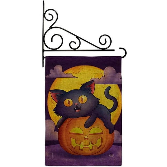 Ornament Collection GS190170-DB-03 Halloween Kitty Falltime 13 x 18.5. in. Double-Sided Decorative Vertical House Garden Flag Set for Decoration Banner Yard Gift