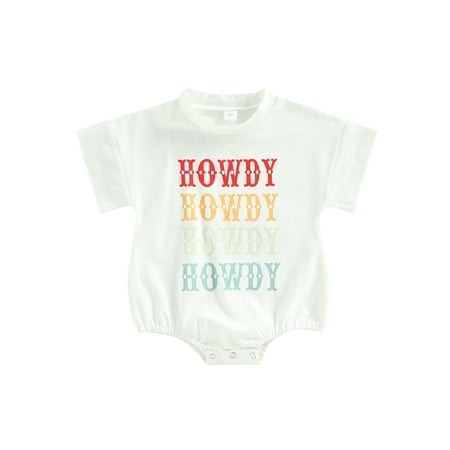 

Coduop Infant Baby Girls Boys Romper Letter Print Short Sleeve Snap Closure Jumpsuits
