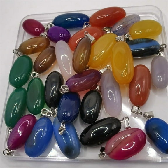 Natural Agate Unshaped Pendant Colorful Smooth Ornament Accessories