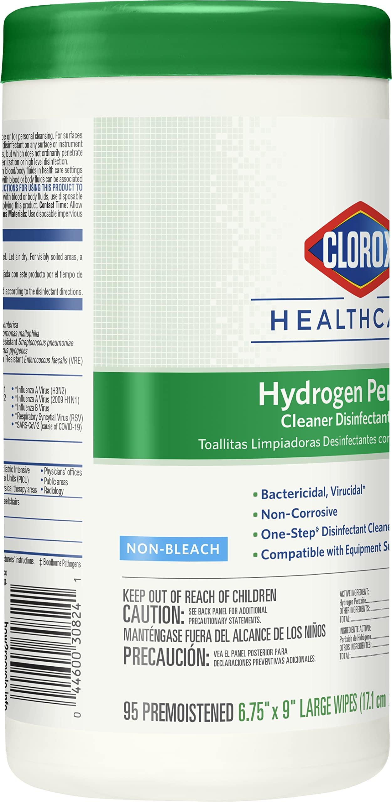 Clorox, CLO30824CT, Hydrogen Peroxide Disinfecting Wipes, 6 / Carton, White