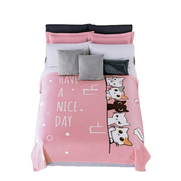 Cobertor Ligero Ultrasuave Colchas Concord Cat Rosa Matrimonial/Individual