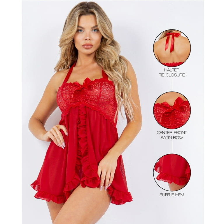Just Sexy Lingerie Flyaway Babydoll with Lace, Women's Lingerie Set