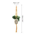 thumbnail image 2 of Soportes de plantas de macramé Uxcell para interiores, estante para plantas colgante con base de madera resistente para colgar en pared, techo o ventana, paquete de 2 naranjas, 2 of 7