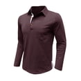 thumbnail image 5 of UVEASISHA Mens Workout Golf Shirts Cotton Casual Long Sleeve Polos Shirts Button Up Collared T-Shirt Comfy Casual Business Work Shirts with Pocket Sales Today,Purple,M, 5 of 8