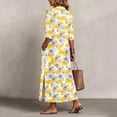 thumbnail image 6 of Ayolanni 3/4 Sleeve Fall Dresses for Women V Neck Plus Size A-Line Maxi Dresses Floral Holiday Flowy Babydoll Long Dress Yellow L, 6 of 7
