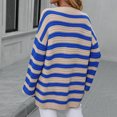 thumbnail image 4 of VISALY Pullover Crewneck Sweatshirt Striped Sweater Women's Casual Long Sleeve Pullover Sweaters O Neck 2023 Fall Winter Sweater Jumper Tops Crochet Sweaters Baggy Sweaters Office Sweater Blue Xl, 4 of 7