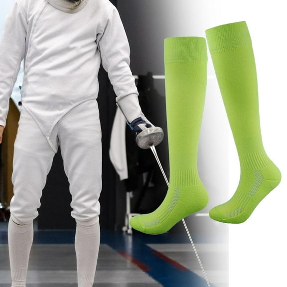 Fencing Socks, Fencing Stockings, Absorb Sweat, Fencing Gear Comfortable Thicken Breathable Athletic Socks Unisex for Foil Epee Game Green XL