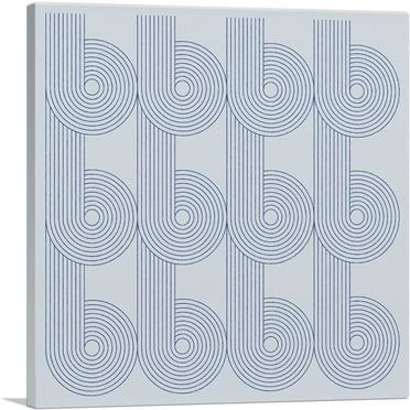 ARTCANVAS Art Deco Blue Line Shapes on Baby Blue Canvas Art Print - Size: 18" x 18" (0.75" Deep)