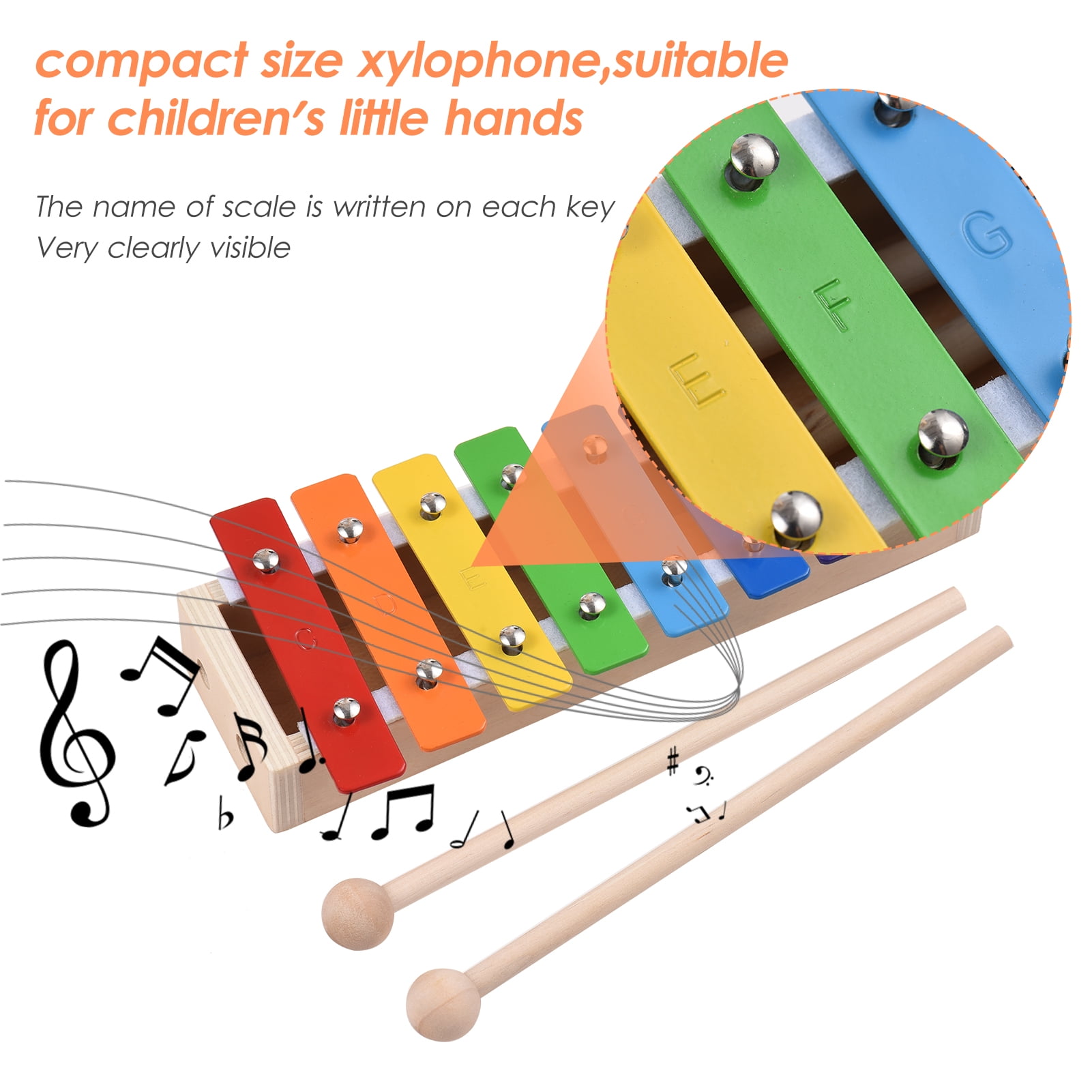Xylophone En Bois 8 Notes - Jouet Musical Enfant - Avec 2 Maillets - Éveil Musical Et Sensoriel - Cadeau éducatif