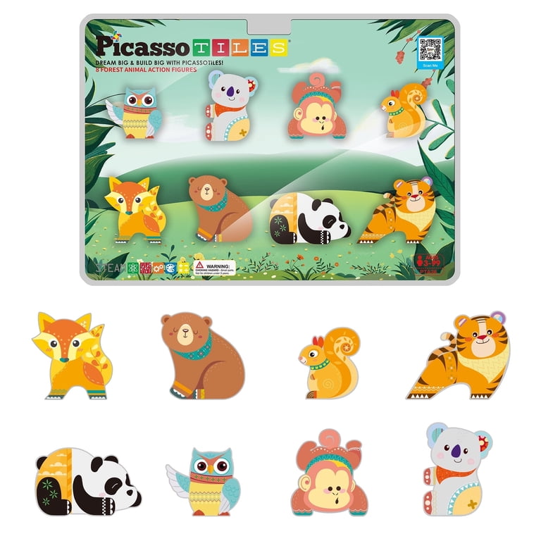 PicassoTiles Forest Animal 8-Piece Magnetic Tile Set photo 1