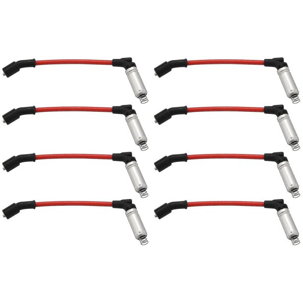 Cables de Bujía YONGSHENG Rendimiento de Carreras 8 Piezas 10 mm Plateado + Rojo + Negro