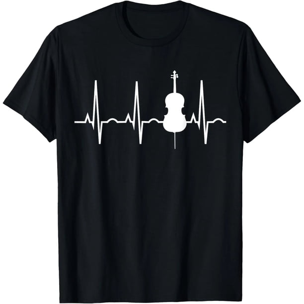 Playera de Música para Mujer - Diseño de Violonchelista y Latido, Regalo Orquesta, Negro, Divertido