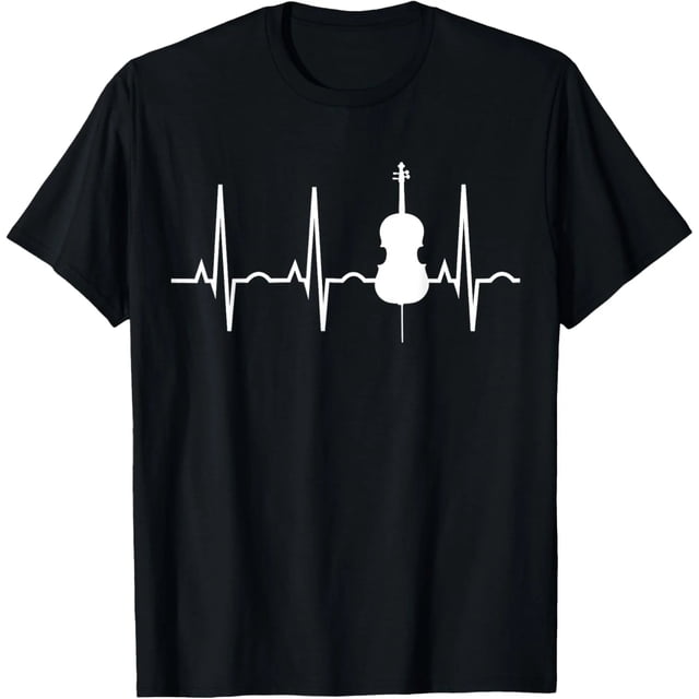 Playera de Música para Mujer - Diseño de Violonchelista y Latido, Regalo Orquesta, Negro, Divertido