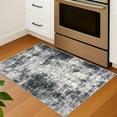 thumbnail image 2 of iOhouze Throw Rug with Rubber Backing Abstract Small Area Rugs 2x3 Washable Rugs Non Slip Low Pile Soft Printed Faux Wool Door Mat for Entrance Entryway Foyer Kitchen Bedroom, Black/Grey/White, 2 of 9