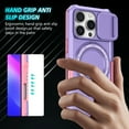 thumbnail image 3 of Allytechgroup Magnetic For iPhone 16 Pro Max Case with Ring, [1x Screen Protector] [Slide Camera Cover] Military Grade Drop Protection Back Cover For iPhone 16 Pro Max, Purple, 3 of 10