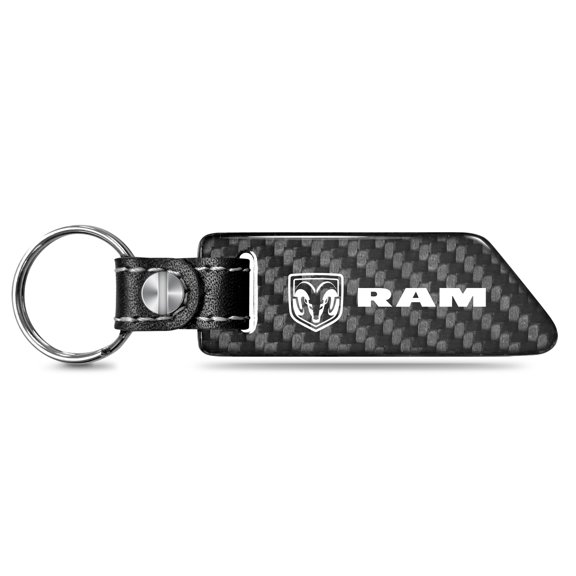 RAM Real Carbon Fiber Blade Style with Black Leather Strap Key Chain