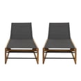 thumbnail image 2 of Maureen Mesh and Wood Outdoor Adjustable Chaise Lounges, Set of 2, Black and Teak, 2 of 9