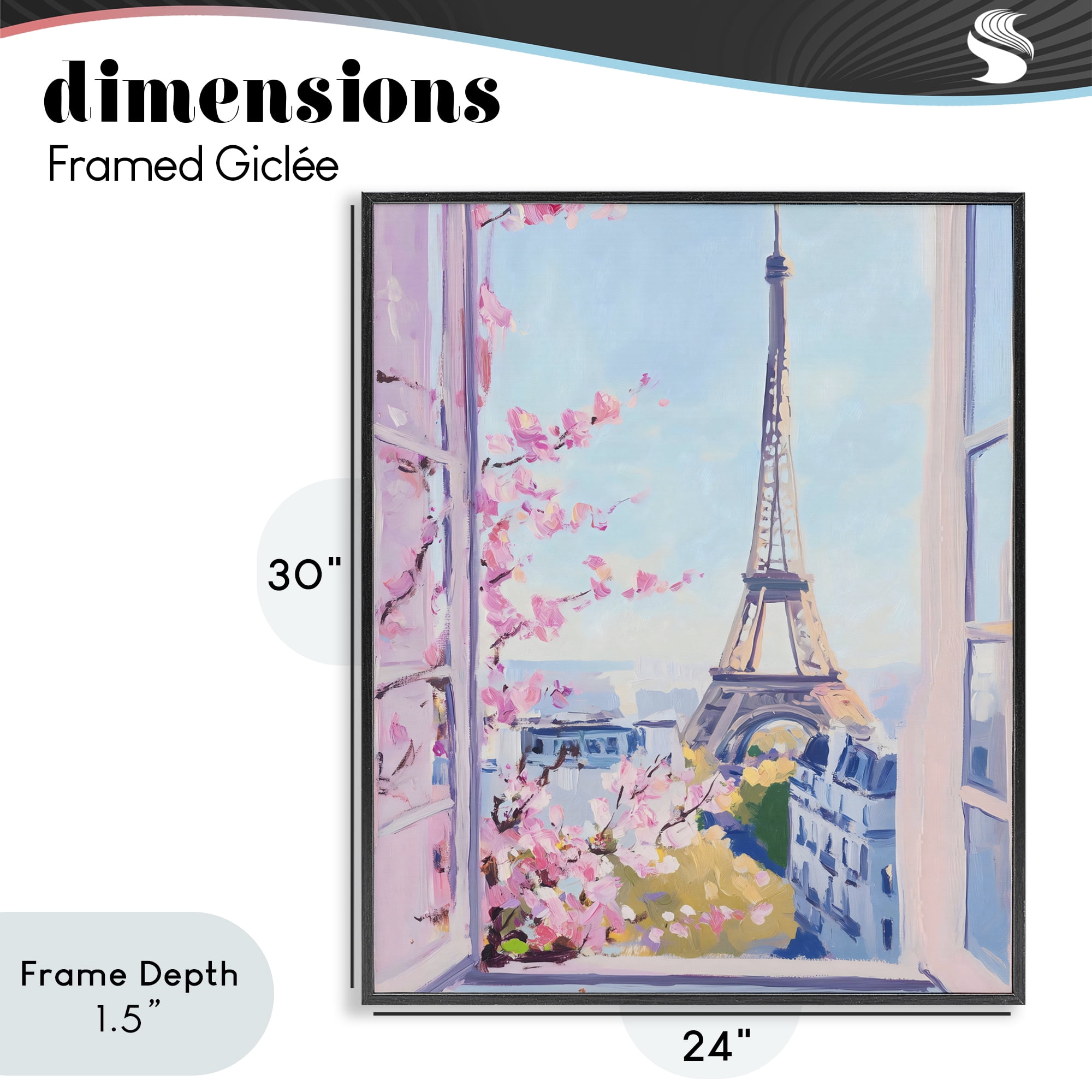 Stupell Industries Eiffel Tower View in Spring Black Framed Giclee Art, design by The Prints Vibe