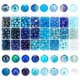 thumbnail image 1 of 600 cuentas de vidrio de 24 colores, 8 mm, redondas, color azul marino, sueltas, para pulseras, collares, manualidades y bisutería de verano., 1 of 5