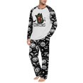 thumbnail image 4 of Men's Halloween Pajama Set Long Sleeve Raglan Soft Cotton Loungewear with Letter Top & Full Length Pants for Home Night White L, 4 of 5