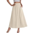 thumbnail image 2 of Jsaierl Women's Elastic Waist Wide Leg Maxi Skirt, Smocked Waist Casual Linen-Look Skirt with Pockets, Flowy Long Skirt for Summer, 2 of 4