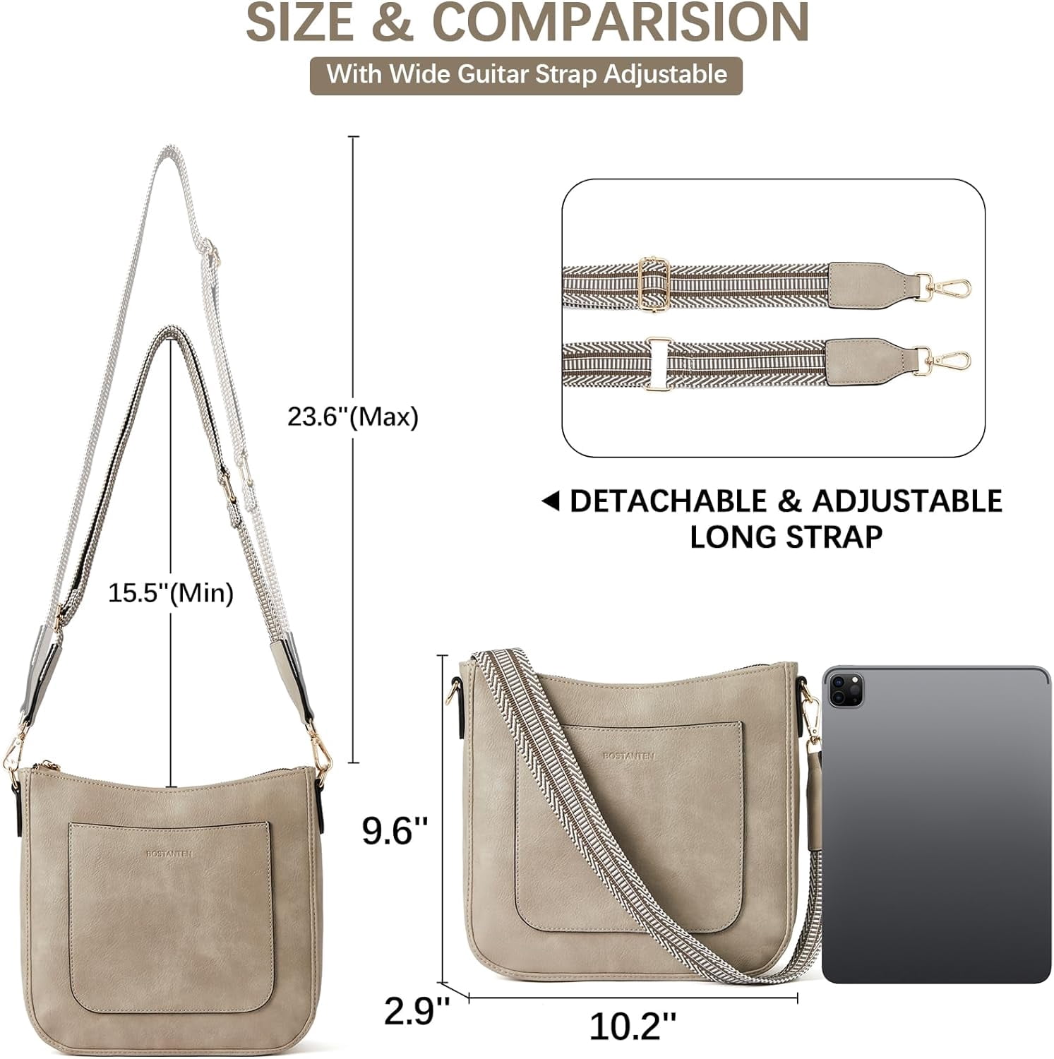 Crossbody Bags for Women Trendy Vegan Leather Hobo Handbags Fashion Shoulder Purse with Adjustable Guitar Strap